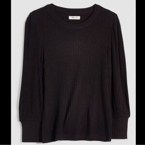 Madewell Brushed Rib Pleat Sleeve Top